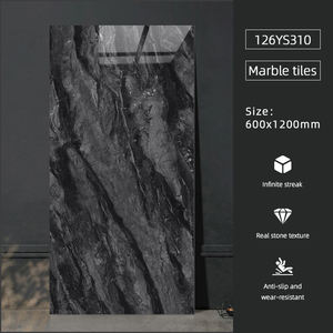 아파트 유약 광택 도자기 대리석 바닥 벽 타일 60x120 블랙 컬러 전신 광택 세라믹 인테리어 타일 - Product Image 5