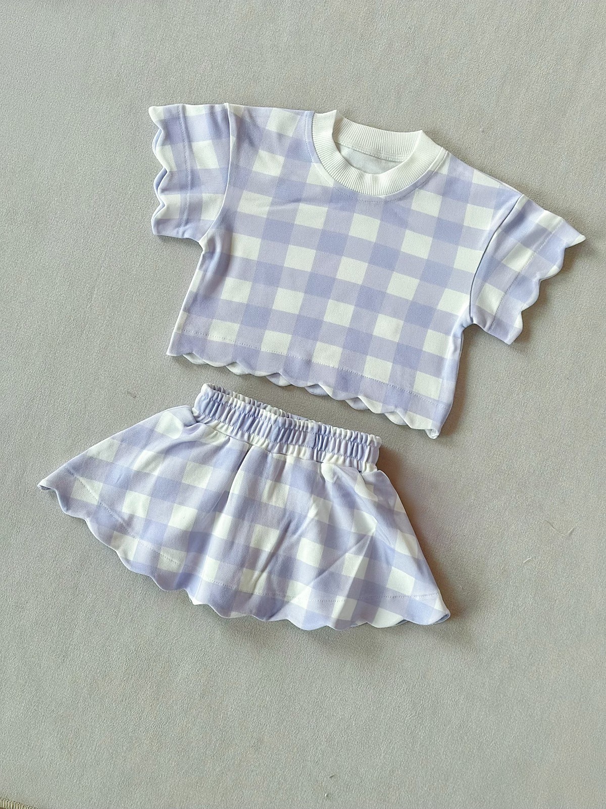 Purple plaid mini skirt set
