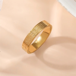 Bague de mode en acier inoxydable avec calligraphie Ayatul Kursi, motif arabe simple du Coran islamique, pour hommes et femmes, vente en gros, nouveauté Aïd - Product Image 2