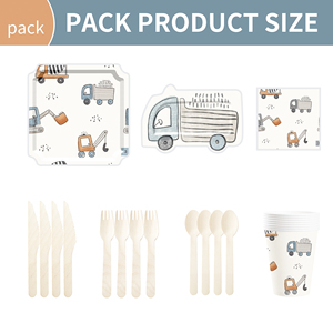 Ensemble de vaisselle de fête DAMAI, best-seller, personnalisable sur le thème des camions, vaisselle jetable pour fête d'enfants, assiette en papier, gobelet, serviette - Product Image 4