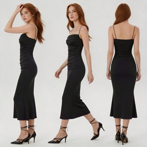 Vestido maxi ajustado sin espalda con lazo en la cintura alta <span class=keywords><strong>para</strong></span> mujer, vestido maxi sexy sin cuello <span class=keywords><strong>para</strong></span> chicas atractivas, falda <span class=keywords><strong>para</strong></span> mujer - Product Image 6