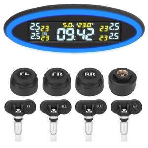 האוניברסלי TPMS אלחוטי צמיג לחץ ניטור מערכת שמש כוח שעון LCD תצוגת 4 חיצוני חיישן צמיג לחץ חיישנים