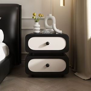 Mesita de Noche Blanca de Madera con Cajones de Almacenamiento, Mesitas de Noche para Dormitorio, Mesa Auxiliar con Cajones, Almacenamiento de Madera para Cama - Product Image 2