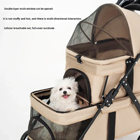 Poussette double pour animaux de compagnie, pour 2 chiens ou chats, pliable, à deux niveaux, imperméable, chariot à 4 roues, pliage à une main, maille respirante, double