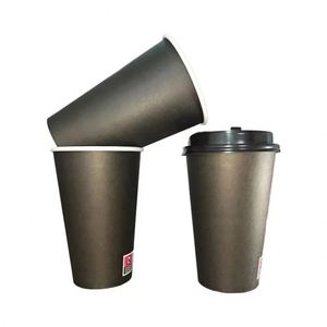 แก้วกระดาษคราฟท์ขนาด 16 ออนซ์ พิมพ์โลโก้ได้ตามสั่ง สำหรับกาแฟ น้ำผลไม้ และเครื่องดื่มอื่นๆ แบบใช้ครั้งเดียว ผนังเดี่ยว หลายขนาด สำหรับโรงงานพิมพ์ - Product Image 3