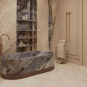Baignoire en <span class=keywords><strong>marbre</strong></span> personnalisée, pierre naturelle solide, écologique, durable, unité de salle de bain pour usage extérieur en villa, pierre - Product Image 5