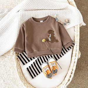 Automne INS enfants à capuche <span class=keywords><strong>caleçon</strong></span> ensemble bébé col rond avec licorne broderie à manches longues deux pièces motif de dessin animé - Product Image 5