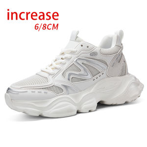 <b>Men's</b> Casual 8CM Height Increasing Shoes with Silver Thick-Soled New Invisible 6CM Inner <b>Sneakers</b> Mesh Lining Dad Shoes - Product Image 1