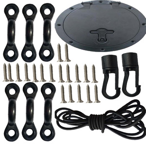 Kit d'accessoires pour kayak avec crochets à corde élastique, clips en C, vis et couvercle de trappe circulaire pour utilisation en plein air sur canoë et kayak - Product Image 3