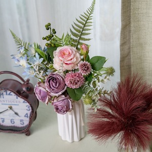 Ramo de Flores Artificiales Roy Rose, Tela Plástica Tejida, Decoración del Hogar, Arreglo para Bodas CF02014 - Product Image 1