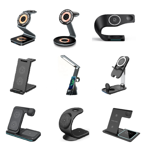 OEM 15W Magnetic Wireless Charger 3 in 1 ABS+PC Magnet Charging Desk Station for iPhone A-917