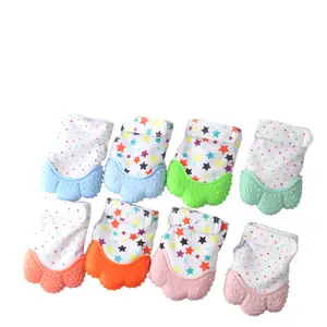 Wholesale BPA Free Silicone Star Print Safe Baby Biting Chewing Prevent Eating Hands Gum Toy Teether Glove