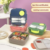 Boîte à lunch bento carrée à trois compartiments grande capacité pour adulte, compatible micro-ondes, hermétique, chauffable, anti-fuite, écologique