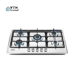 เตาแก๊สแบบฝัง 5 หัวเตา สแตนเลส ระบบจุดไฟอิเล็กทรอนิกส์ ใช้แก๊ส LPG/ก๊าซธรรมชาติ สำหรับใช้ในครัวเรือนและกลางแจ้ง รับผลิตแบบ OEM/ODM - Product Image 1