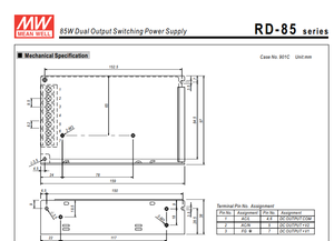 MEAN WELL RD-85A 85W Fuente de alimentación conmutada encajada de doble salida 5V8A 12V4A AC‑DC AC88‑264Vac - Product Image 4