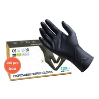 Gants en Nitrile Noirs Médicaux Jetables du Fabricant, Grande Taille, Sans Poudre, Ultra-Durables, Boîte de 100