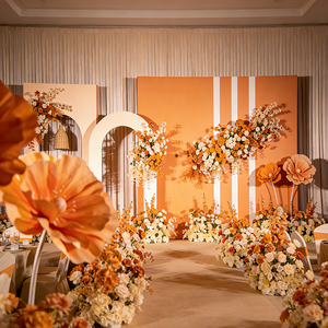 Collection de <span class=keywords><strong>fleurs</strong></span> artificielles orange, idéales pour les arrangements de mariage et la décoration intérieure DIY, matériaux floraux pour la vente en gros - Product Image 1