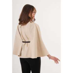 Wholesale for Cream <b>Poncho</b> for Women Belt Detail Single Button <b>Coat</b> - Product Image 1