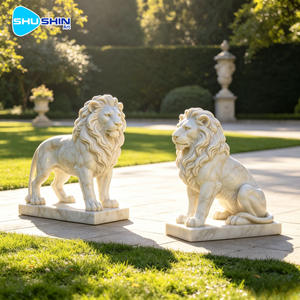 <span class=keywords><strong>Statue</strong></span> di Leoni a Grandezza Naturale in Marmo Naturale, Design Moderno, Fatte a Mano, Durevoli, per Decorazione Esterna di Giardini, Ville e Chiese, Colore Personalizzabile - Product Image 6