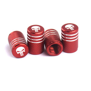 Bouchons de valve de pneu de voiture en alliage d'aluminium, design tête de mort rouge, pour pneus tubeless, taille américaine standard - Product Image 1