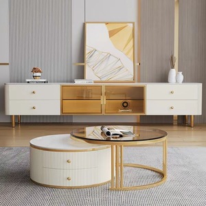 Luxury Modern Round <strong>White</strong> Living Room Coffee <strong>Table</strong> Set Modern Contemporary Stylish <strong>Nesting</strong> Coffee <strong>Tables</strong> with Storage - Product Image 4