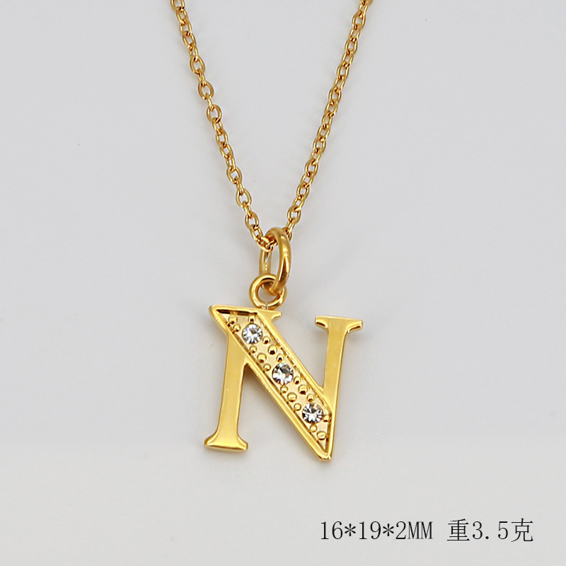(ทอง) ตัวอักษร N (รวมสร้อย)