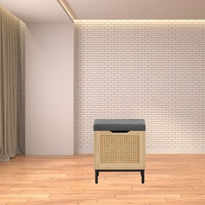 Natural Rattan Brown <strong>Storage</strong> <strong>Stool</strong> Multifunctional Dumbbell <strong>Storage</strong> <strong>Stool</strong> Sturdy Metal Legs Baul <strong>Stool</strong> <strong>Storage</strong> - Product Image 4