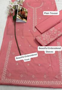 ชุดเดรสปักลายปากีสถาน คอลเลคชั่น Super Hit Lawn  พร้อมลายปักที่คอและแขนเสื้อ สำหรับผู้หญิง - Product Image 4