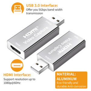Venta caliente HDMI a USB Tarjeta de captura de video 1080P para transmisión de video en vivo Grabar a través de DSLR Videocámara Action Black Silver Cam - Product Image 4