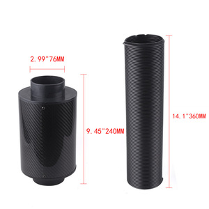 Tuyau d'admission d'air froid en fibre de carbone 76 mm, adaptable universellement pour la modification et l'amélioration de voitures, avec support et collier de serrage - Product Image 4