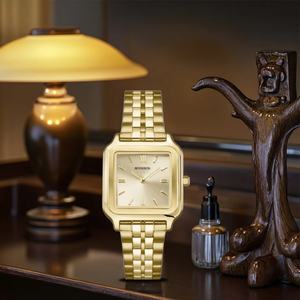 Reloj de Cuarzo Cuadrado para Damas a la Moda, 26 mm, Correa de Cuero y Acero Inoxidable, Logotipo Personalizado, Moderno - Product Image 4