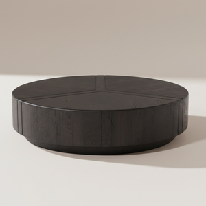 Mesa de Centro Moderna Redonda de Madera de Teca Sólida Hecha a Mano, Duradera, de Perfil Bajo, Minimalista, de Lujo, para Sala de Estar, Mueble de Diseño para Interiores - Product Image 1