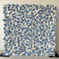 Mur de fleurs artificielles en rouleau FW697 pour mariage, toile de fond 3D/5D, panneau mural de fleurs blanches 8 pieds x 8 pieds