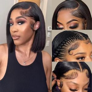 Perruques Bob Lace Frontal HD 13x6, <span class=keywords><strong>Cheveux</strong></span> Humains Raides Naturels Vietnamiens, Cuticules Alignées, Sans Colle, Densité 250% - Product Image 3