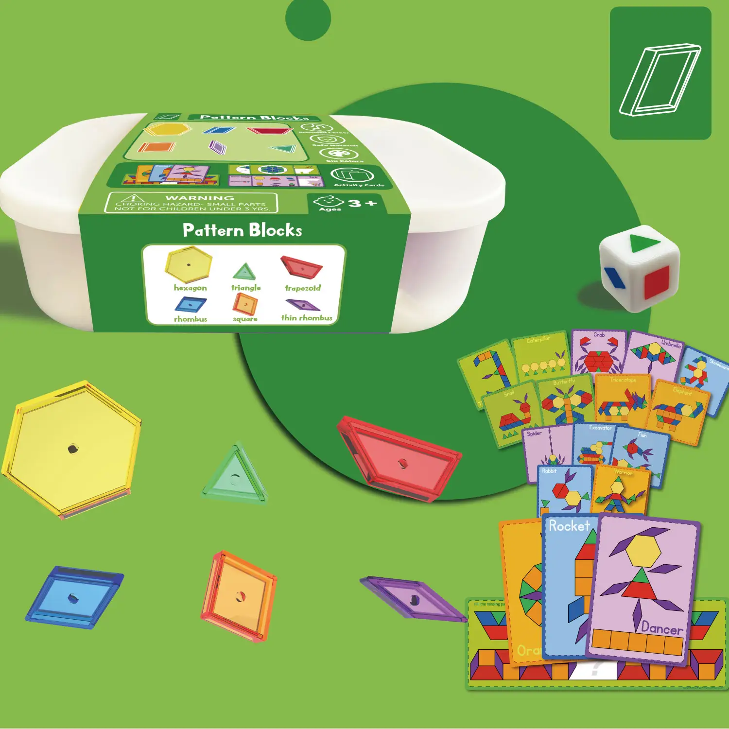 Rainbow Clear Pattern Blocks-divertenti giocattoli di apprendimento Montessori da 3 a 9 anni-Set di forme Tangram