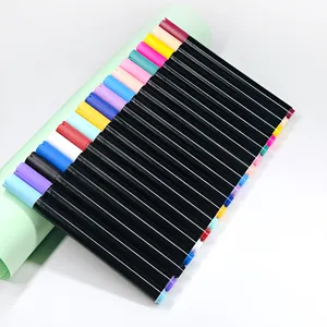 24 클래식 메탈릭 컬러 아크릴 페인트 펜 더블 팩 유연한 브러시 팁 수성 마커 크리에이티브 페인팅 바위 세라믹