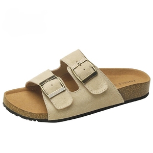 Sandales plates rétro Birkentocks en cuir de luxe avec double boucle, semelle intérieure en EVA souple, caractéristiques de sabots Birkentocks - Product Image 2