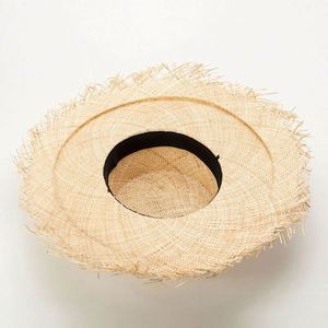 Sombrero de Paja Bao de Lujo Personalizado, Semielaborado, con Borde Plano y Flecos, Impresión Serigráfica - Product Image 6