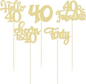 Gyufise - 15 Piezas de Decoración Floral para Centro de Mesa de Fiesta de 40 Cumpleaños, Diseño de Feliz Cumpleaños Número 40, Dorado, Hecho en China - Product Image 3