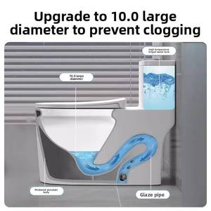 Inodoro de Cerámica de Una Pieza para el Hogar, Diseño Moderno y Minimalista, Inodoro para Baño de Villa, Apartamento Pequeño, Sifón Súper Giratorio, Gran Capacidad - Product Image 2