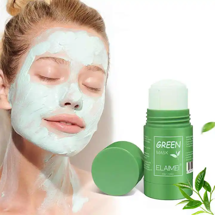 Лидер продаж, уход за кожей ELAIMEI, глиняная маска для лица с зеленым чаем, натуральная увлажняющая отбеливающая маска, маска для лица с палочками