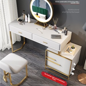 <span class=keywords><strong>Coiffeuse</strong></span> en cuir <span class=keywords><strong>scandinave</strong></span> de luxe avec miroir et chaise <span class=keywords><strong>Coiffeuse</strong></span> de maquillage simple pour chambre à coucher Durable pour petits appartements - Product Image 3