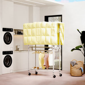 MZG Vente en gros – Portant à vêtements robuste à 3 niveaux réglable en métal blanc avec double tringle de suspension - Product Image 3