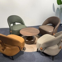 Fauteuil d'appoint nordique 8130 à dossier creux en cuir PU, fauteuil individuel pour salon, chambre à coucher, fauteuil de loisirs