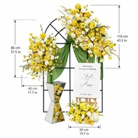 Susunan Bunga Sutra Buatan Tangan Mawar Hydrangea Kuning Putih untuk Dekorasi Pernikahan, Lengkungan, Tahan Lama, Romantis, dan Menawan