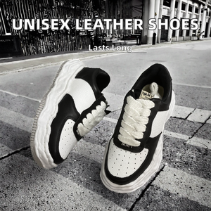 Baskets en cuir blanc et noir pour femmes et hommes, chaussures de sport décontractées basses en maille pour l'automne, confortables, pour le skateboard et la course à pied - Product Image 2