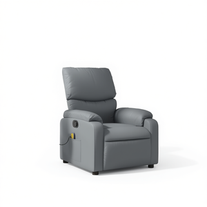Sillón Reclinable de Masaje de Piel Sintética Gris Medio, Recargable por USB, para Uso Doméstico - Product Image 1