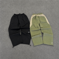 Ensemble de survêtement thermique tricoté personnalisé pour homme en Spandex/Coton, style streetwear, avec veste à col montant et pantalon large, bicolore, pour l'automne
