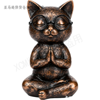 Entspannte Katze mit Kaffeetasse Polyresin-Skulptur, Handgefertigte Neuartige Statue auf Sessel, Personalisiertes Maßgefertigtes Polyresin-Kunstwerk