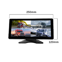 Hesida 4CH Monitor de coche de alto brillo pantalla táctil 10,36 pulgadas M12 conector de 4 pines Pantalla de coche para camión autobús cosechadora remolque
